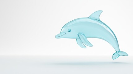 A translucent dolphin figurine leaps joyfully above a light-colored surface, showcasing its playful character. The sleek design emphasizes both artistry and aquatic beauty