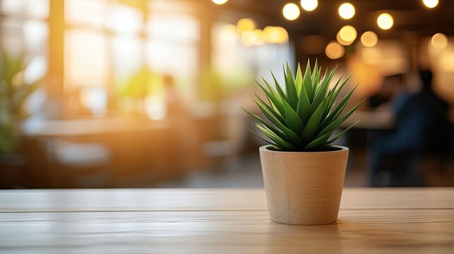 Office area bathed in sunlight, featuring a green plant and enhanced by a bright background light