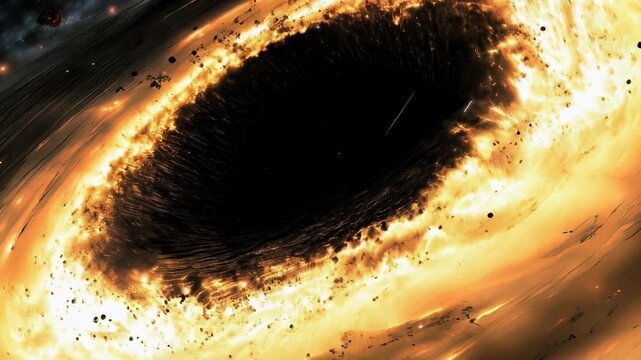Black hole enigma: vast cosmic force, gravity's influence, event horizon concept, supermassive core, wormhole hypothesis, space-time curvature, celestial power, galaxy center, astrophysics puzzle.