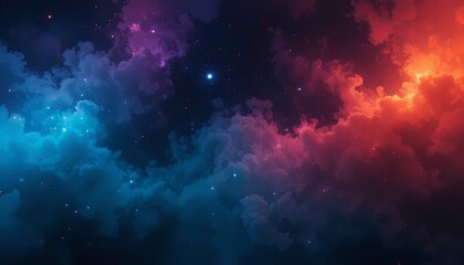 Cosmic nebula scene outer space digital art colorful clouds wide angle celestial imagery