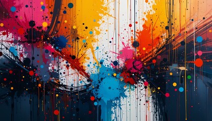 Obraz premium Vibrant abstract art gallery digital painting contemporary close-up color explosion