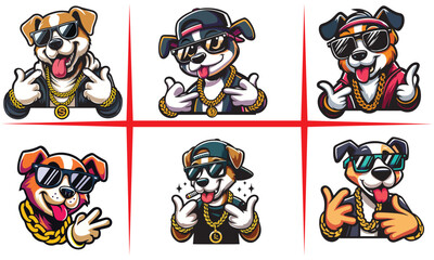 Fototapeta premium hip Hop dog vector, Hip hop Rapper dog, 