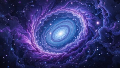 Vibrant cosmic swirl deep space digital art stellar environment celestial viewpoint