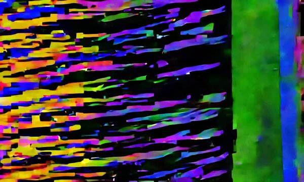 Abstract digital glitch art animation in vibrant colors