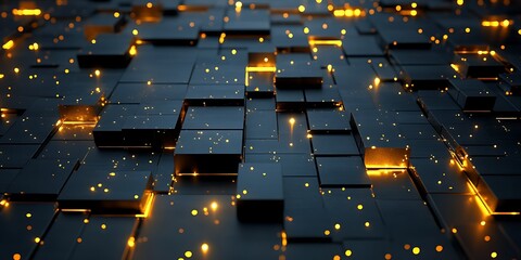 Obraz premium Abstract Geometric Cubes with Golden Light