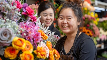 Florists collaborate to craft stunning floral arrangements for grand event celebration