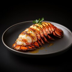 Artistic Composition of Buttered Lobster Tail on Elegant Plate