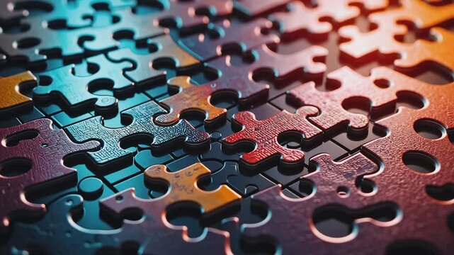 Puzzle of Solutions: Interlocking puzzle pieces forming an abstract representation of problem-solving, collaboration, and interconnectedness.