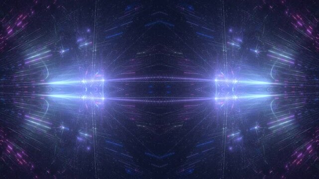 leuchtende Lichtpunkte bewegen sich langsam Richtung Zentrum, digitaler Datentransfer, Internet, Energie, Datenfluss, Geschwindigkeit, Wandel, Austausch, Algorithmus, blau, violett
