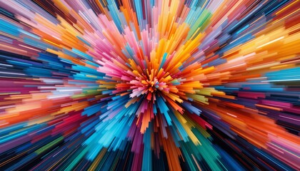 Vibrant color explosion abstract art digital creation studio close-up gigapixel cgi concept