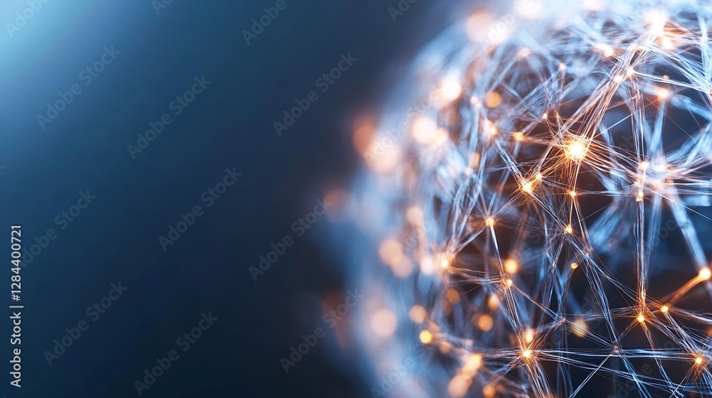 Aufkleber Intricate Network of Connections Illuminated in a Digital Sphere : Generative AI