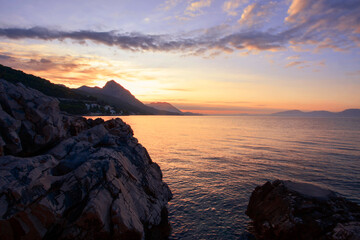 Obraz premium amazing nature scene, panoramic mornig view in Croatia, Makarska riviera, Dalmatia