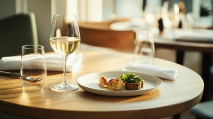 Moderate drinking while enjoying a light dinner at a chic bistro. Featuring elegance and balance