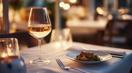 Moderate drinking while enjoying a light dinner at a chic bistro. Featuring elegance and balance