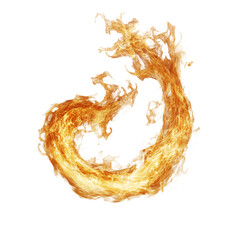 Swirling Flame from Fire Breathing Performer Isolated on Transparent Background