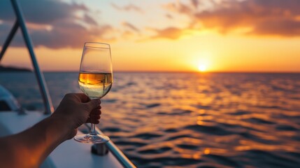 Moderate drinking while enjoying a sunset on a boat. Featuring freedom and enjoyment