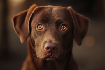 chocolate labrador retriever dog portrait outdoors in spring