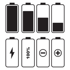 Battery icon Flat art in black and white isolated