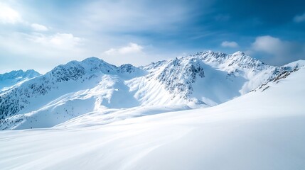 Breathtaking view of snowcapped mountains under a clear blue sky showcasing nature's beauty : Generative AI