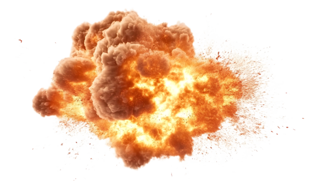 fire explotion isolated on white background PNG.AI GENERATED