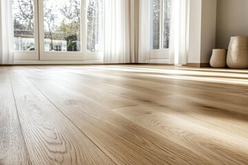 Empty large room with white walls and wooden flooring