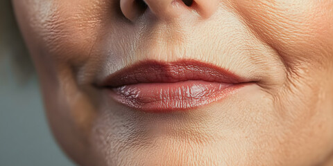 Obraz premium Close-up of Mature Woman's Mouth and Lower Face