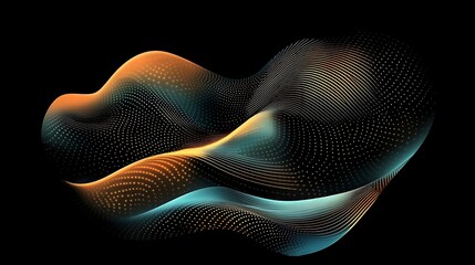 Abstract Digital Art: Flowing Teal and Orange Particle Wave AI Generated