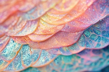 Close-up of Iridescent Butterfly Wing with Delicate Patterns and Glittering Texture