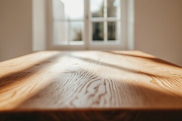 low angle horizontal view of new wooden parquet flooring in a bright light and white apartment room