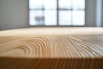low angle horizontal view of new wooden parquet flooring in a bright light and white apartment room