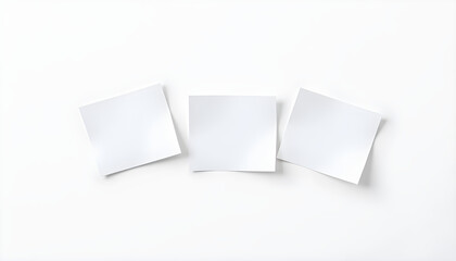 Three white sticky notes aligned horizontally, symbolizing creative graphic resources