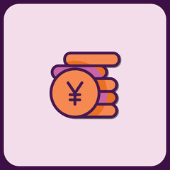 Japanese Yen Coin Stack Icon: Financial Wealth Symbol