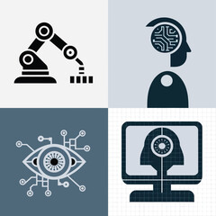 vector Artificial Intelligence model Robot  with ai info-graph design help in business
