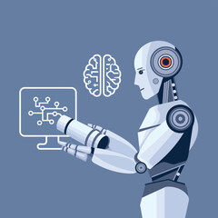 vector Artificial Intelligence model Robot  with ai info-graph design help in business
