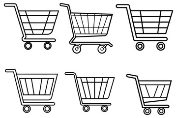 elegant shopping cart icon vector line art