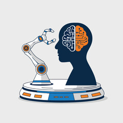 vector Artificial Intelligence model Robot  with ai info-graph design help in business
