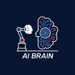 vector Artificial Intelligence model Robot  with ai info-graph design help in business
