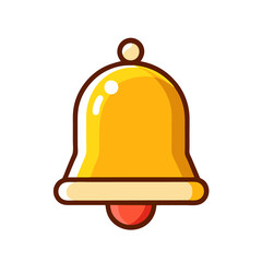 golden bell with red ribbon