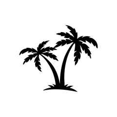 Fototapeta premium Simple date palm tree silhouette vector illustration design. Plam tree icon.