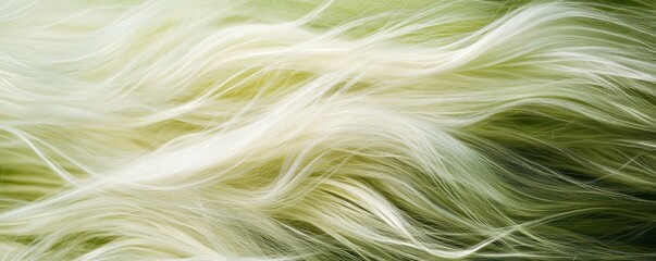 Abstract green-tinted wavy hair texture with soft light