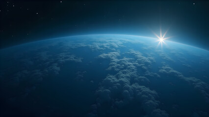 Fototapeta premium Spectacular Earth Sunrise with Atmospheric Ray Effects from Space