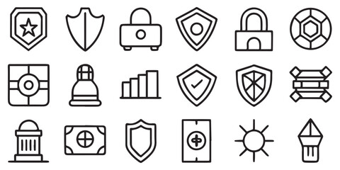 Safety, protection and security concept editable stroke outline icons