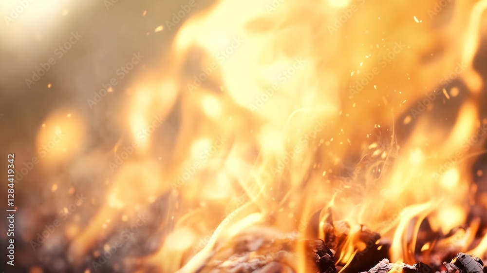 Fototapete mesmerizing flames dancing in the dark creating a warm and enchanting atmosphere : generative ai