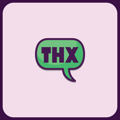 Minimalist Green and Purple 'THX' Speech Bubble Icon