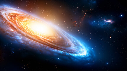 Obraz premium Majestic galaxy swirling with vibrant colors against a dark cosmic background