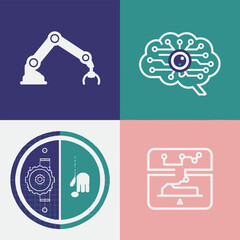 vector Artificial Intelligence model Robot  with ai info-graph design help in business

