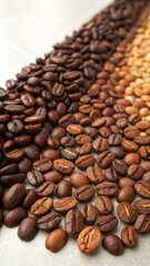 Fototapeta premium A smooth gradient of coffee beans showcasing rich hues and textures in natural light