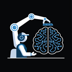 vector Artificial Intelligence model Robot  with ai info-graph design help in business
