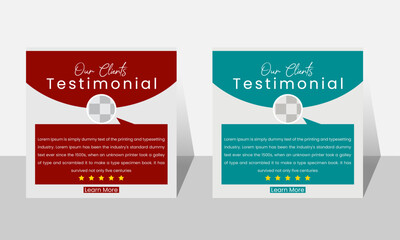 Creative, modern, stylish, social media post design, abstract client testimonial template, elegant customer feedback or review, comment, quote square design colorful bundle Set.

