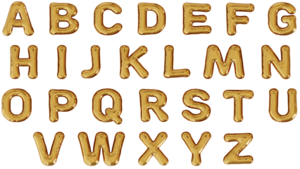 aluminum foil inflated balloon letter full alphabet characters uppercase 3D render